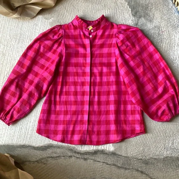 Vilagallo precious Tatiana fuchsia and berry red check top - Picture 3 of 12